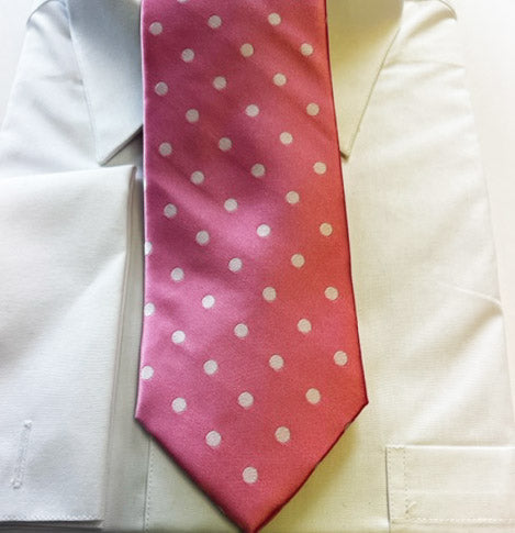 Pink and white Polka dot Necktie