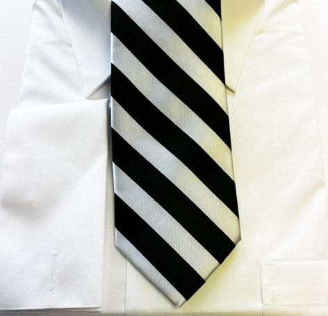 Black and Silver Striped Necktie