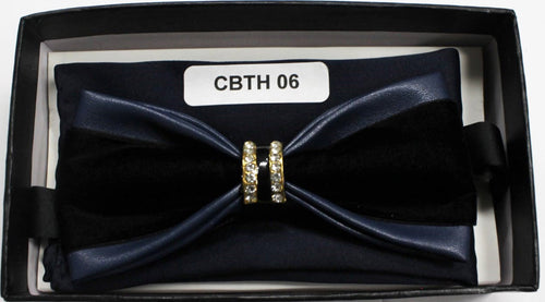 Navy Blue and black Crystal Ring Bowtie Set
