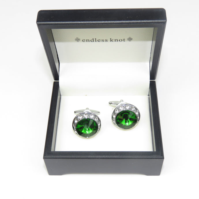 Emerald Green and Silver Cufflinks