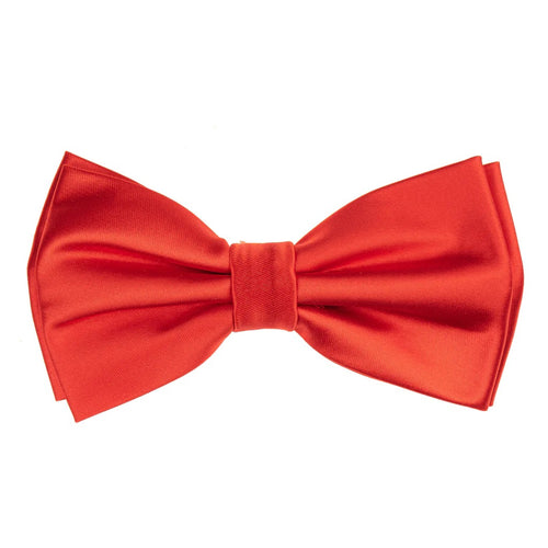 Red Satin Finish Silk Pre-Tied Bow Tie with Matching Pocket Square