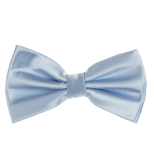 Ice Blue Satin Finish Silk Pre-Tied Bow Tie with Matching Pocket Square