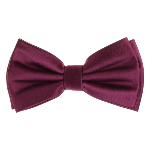 Sangria Satin Finish Silk Pre-Tied Bow Tie with Matching Pocket Square