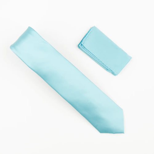 Mint Pastel Satin Finish Silk Necktie with Matching Pocket Square