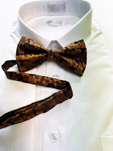 Navy and Copper Floral Bow tie