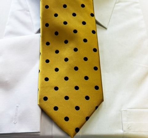 Gold Necktie with Black Polka dots