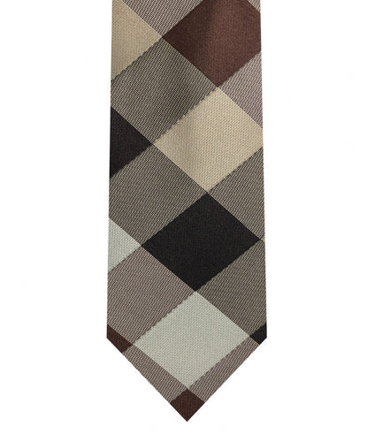 Brown and Tan Pattern Skinny Necktie set