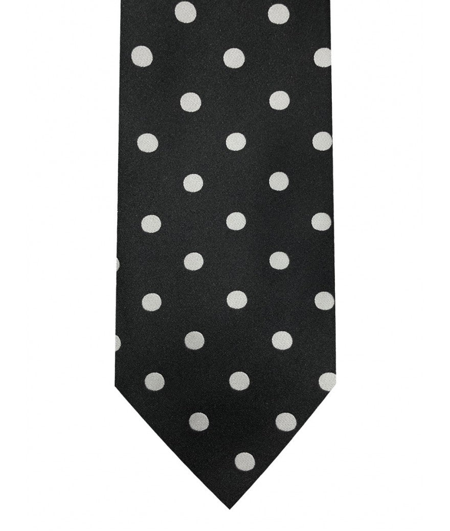 Black and Silver Polka dot necktie set