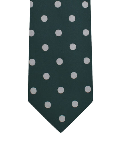 Hunter Green and Silver Polka dot necktie set