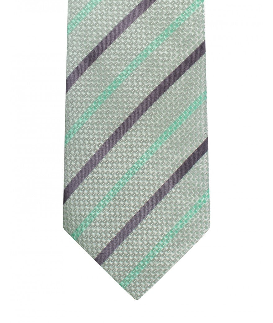 Mint Green Color Necktie Set w/ gray stripe