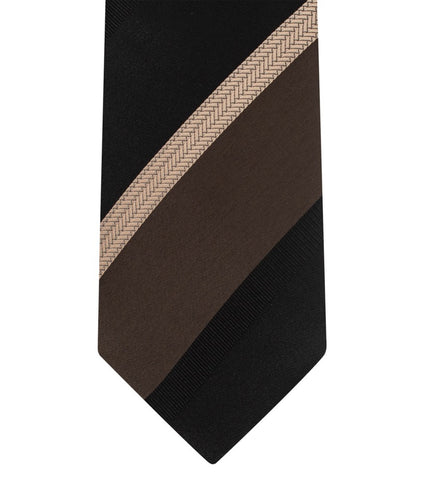 Brown and Black wide stripe necktie set