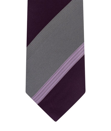 Purple and gray wide stripe necktie set