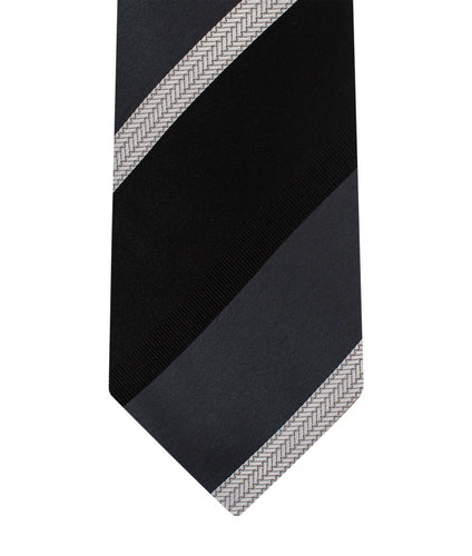 Black and Silver wide stripe necktie set
