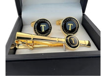 Black + Gold Initials cufflinks D #000285