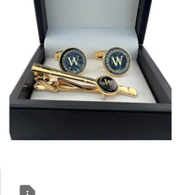 Black + Gold Initials cufflinks D #000285