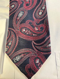 Navy and Dark Red Pailey Designer Necktie Set