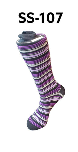 Purple/ Gray/Black Stripe Dress Socks
