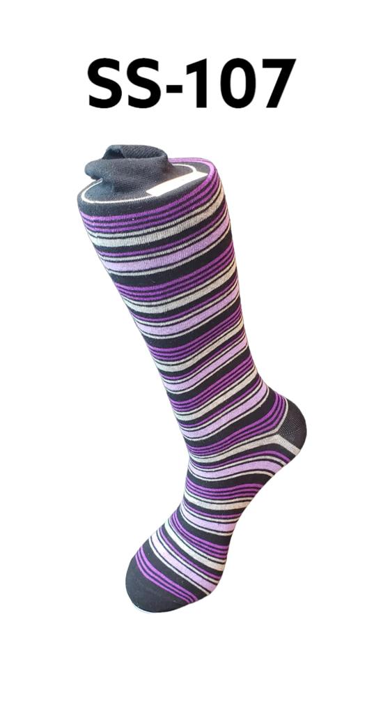Purple/ Gray/Black Stripe Dress Socks