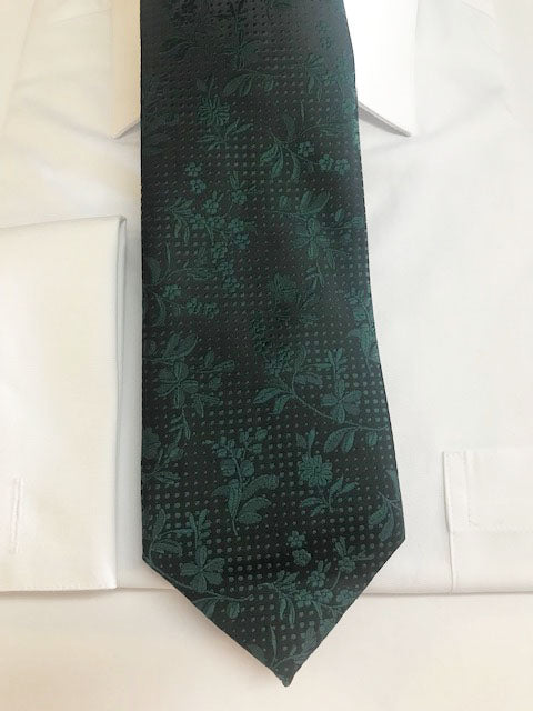 Dark Green Floral Necktie Set