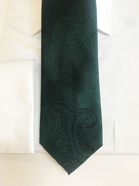 Dark Green Paisley Necktie Set