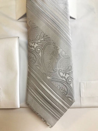 Grey Paisley Tone on Tone Designer Tie Set
