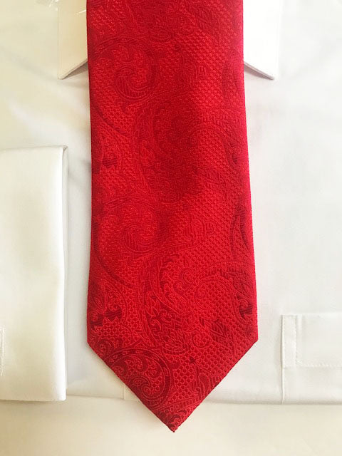 Red Pasiley Designer Necktie Set