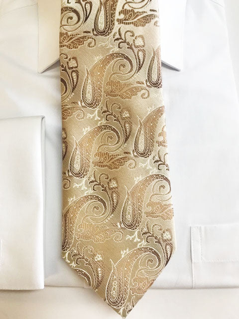 Tan Tone on Tone Paisley Necktie Set