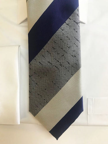 Blue and Grey Wide Stripe Necktie Set
