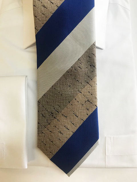 Blue and Tan Wide Stripe Necktie Set