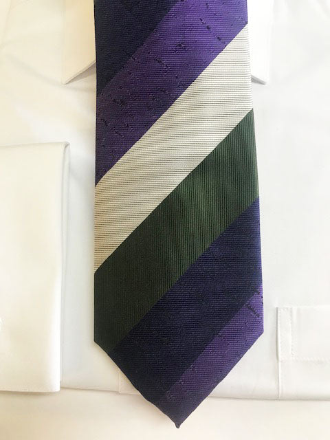 Purple , Green , and Tan Wide Stripe Tie Set