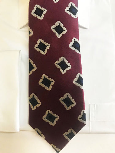 Burgundy and Black Designer Necktie Set