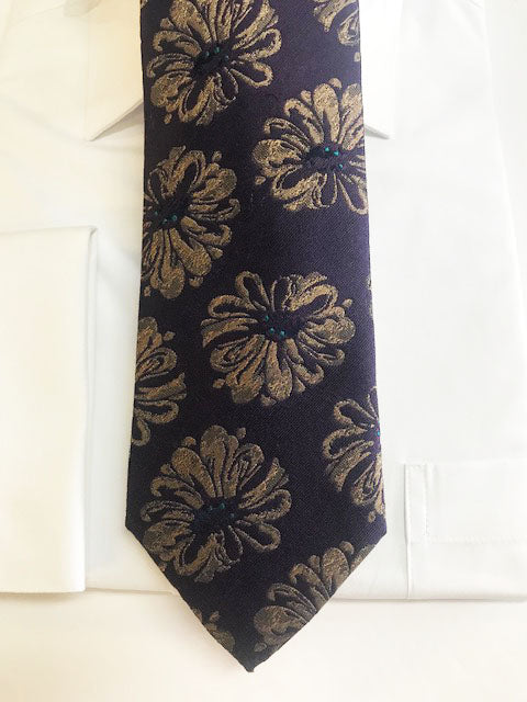 Purple and Gold Floral Tie Set