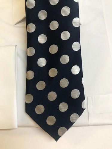 Navy and Silver Polka dot Necktie Set