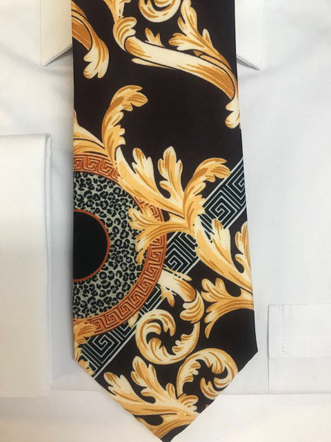 Brown Floral Necktie Set