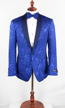 Blue Pailey Shawl Jacket with Bow tie