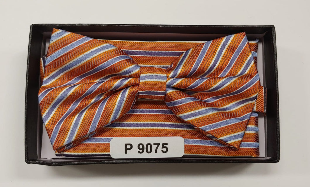 Orange Bowtie set with blue stripe