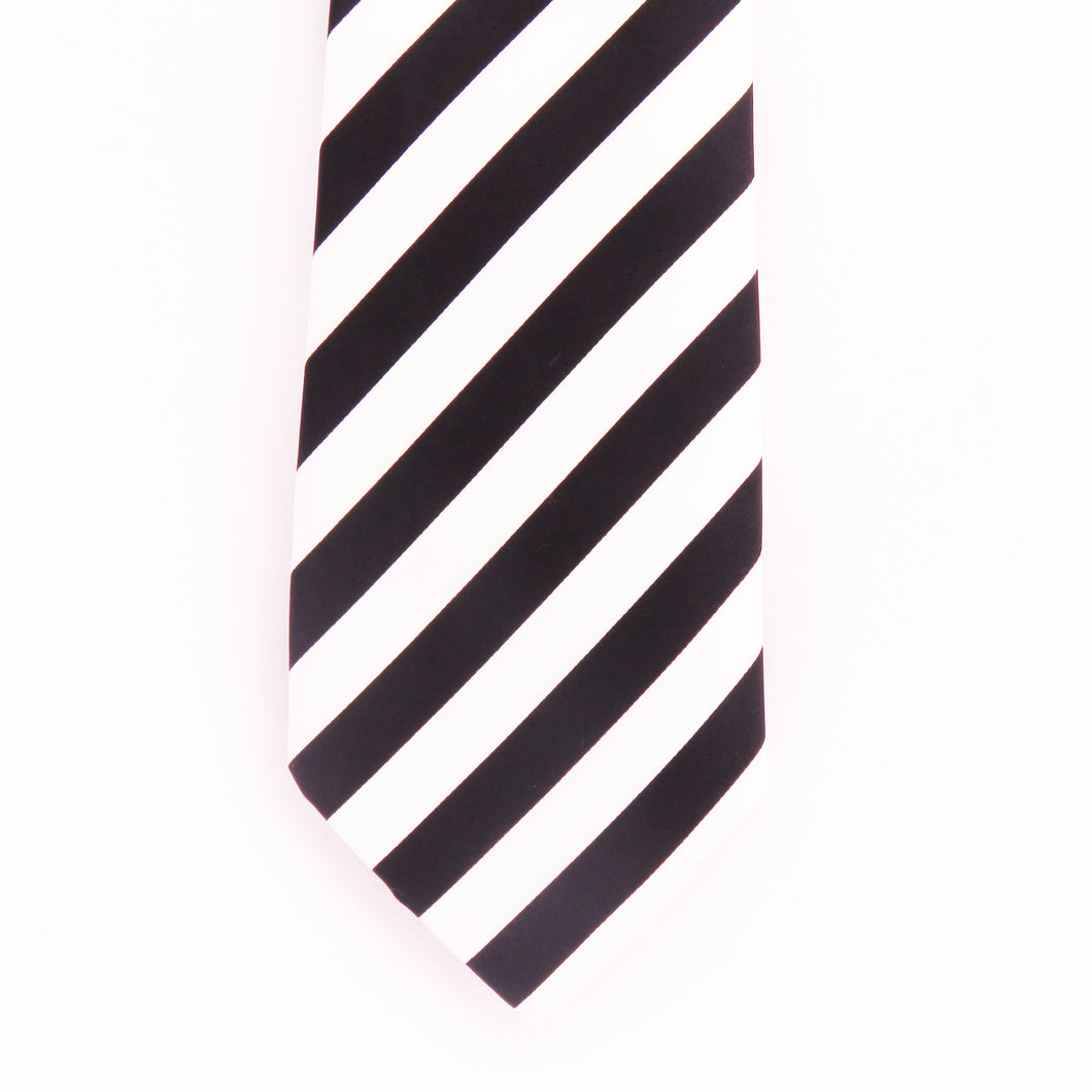 Traditional black and White Stripe Necktie Set