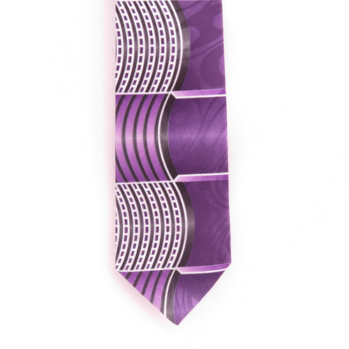 Printed Dark Purple and Gray Necktie Set