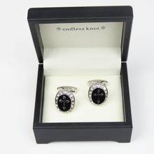 Silver Trimmed Cufflinks with Black Cross