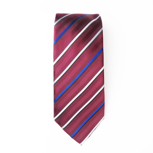 Burgundy, Silver, Gray, & Blue stripe necktie set