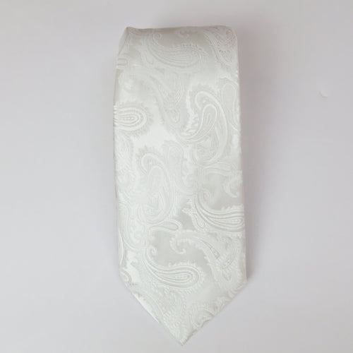 White Tone On Tone Paisley necktie set