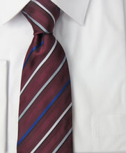 Burgundy, Silver, Gray, & Blue stripe necktie set