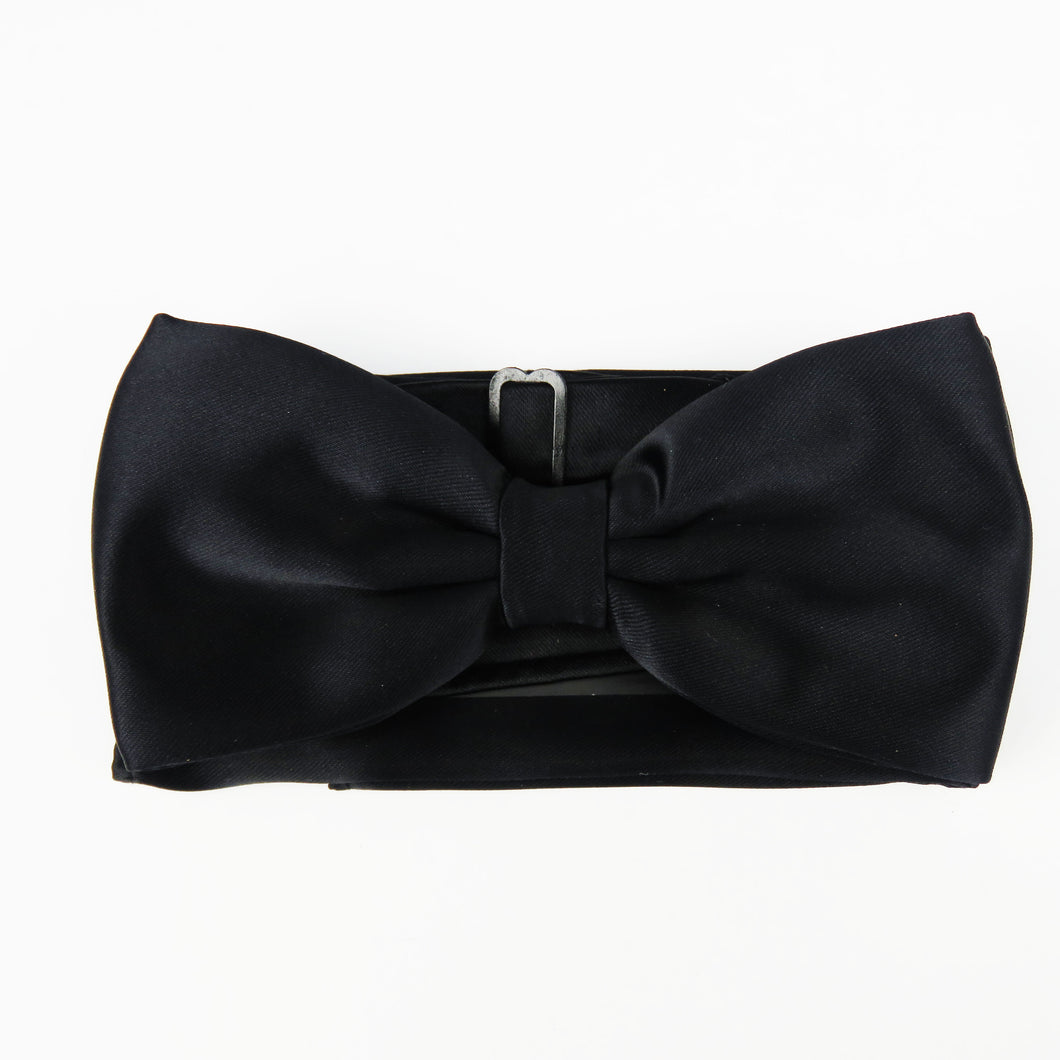 Black Classic Satin Pretied Bow tie Set