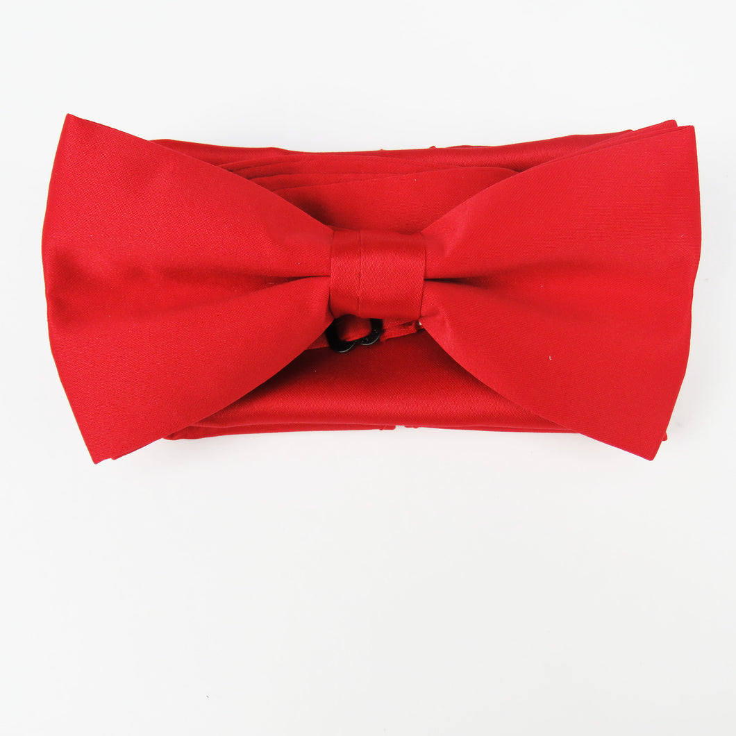 Solid Red Pretied Bow tie Set