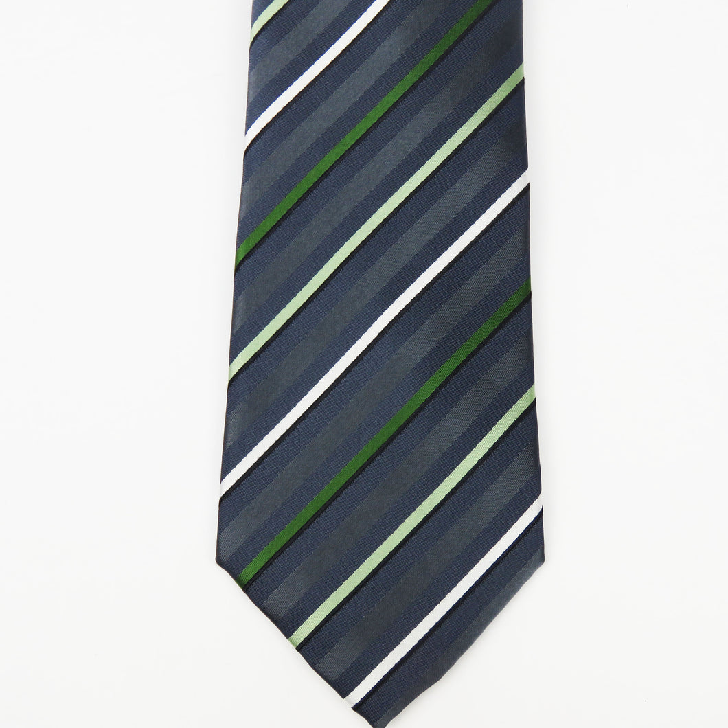 Gray and green stripe Necktie Set
