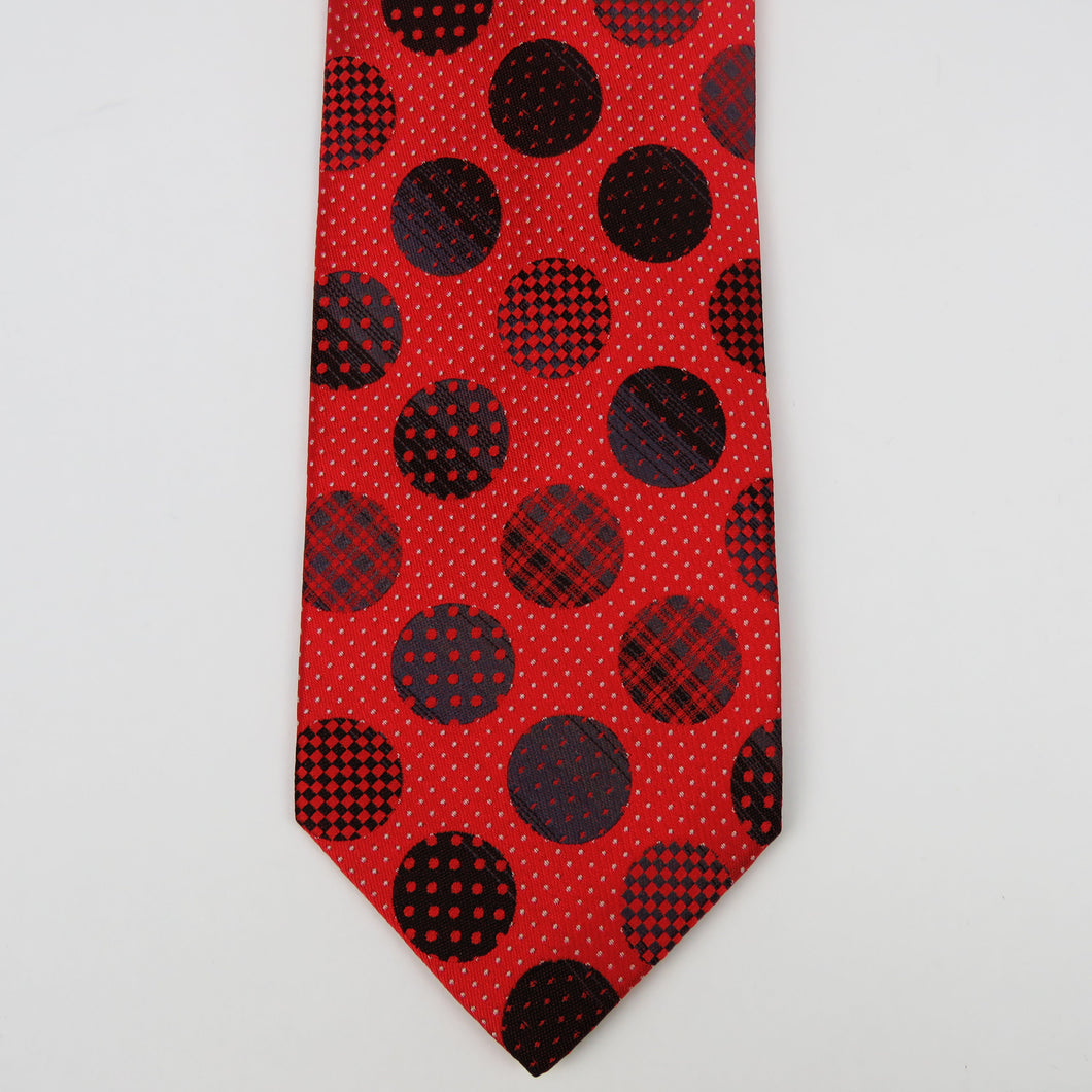 Red and Black Multi Polkadot Necktie Set