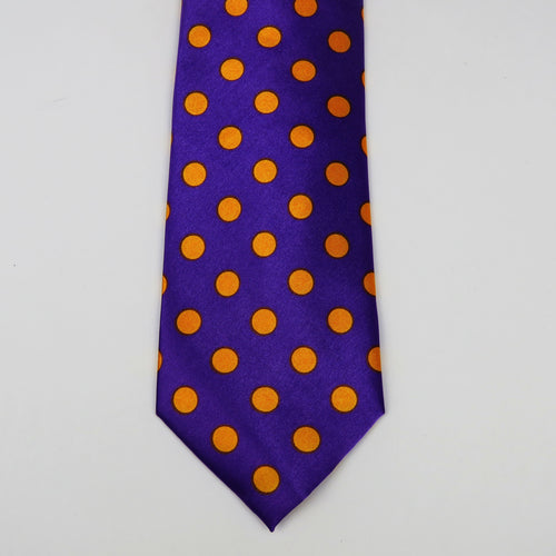 Purple and Gold  Printed Polkadot Necktie Set