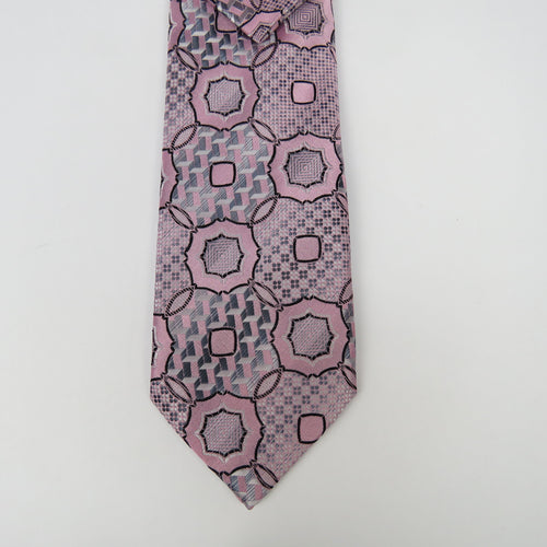 Designer Pink and Gray printed Wide knot Necktie Set