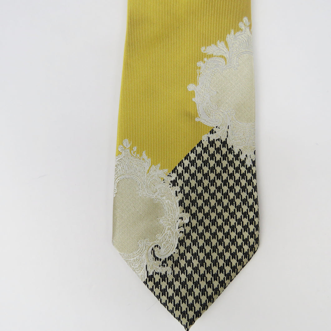 Designer Wide knot Gold and Black Necktie Set