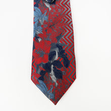 Designer Red and Gray Floral Wide Knot Necktie Set